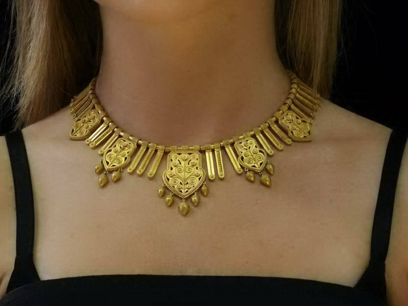 Antique gold filigree choker necklace made in France (image 9 of 11)